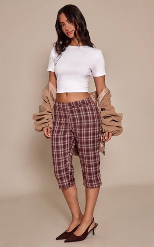 Brown Capri Tissé À Carreaux Petite | Taille 32 - PrettyLittleThing - Modalova