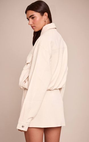 Cream Veste Oversize Tissée Ajustée Avec Détails De Coutures | Taille 42 - PrettyLittleThing - Modalova