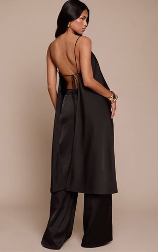 Black Haut Dos Drapé En Satin | Taille 42 - PrettyLittleThing - Modalova