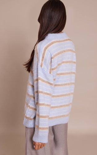 Brown Synthétiquell En Maille Brossée À Rayures | Taille XS - PrettyLittleThing - Modalova