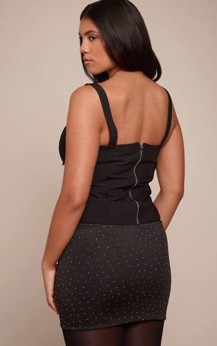 Black Corset Shape Tissé À Lacets Avec Décolleté Cœur | Taille 36 - PrettyLittleThing - Modalova