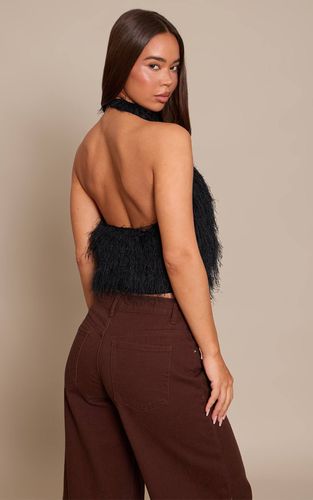 Black Haut Col Bénitier En Synthétique Texturée | Taille 32 - PrettyLittleThing - Modalova