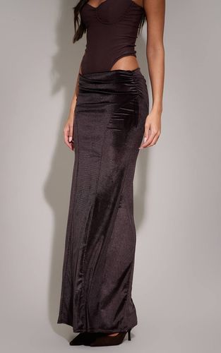 Brown Jupe Longue En Velours Avec Détails De Coutures | Taille 42 - PrettyLittleThing - Modalova