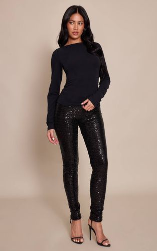 Black Legging Taille Haute À Paillettes | Taille 32 - PrettyLittleThing - Modalova