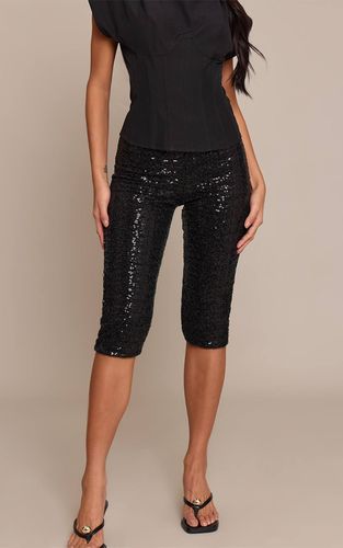 Black Capri À Paillettes Doublé | Taille 32 - PrettyLittleThing - Modalova