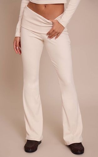 Cream Pantalon Évasé À Taille Repliable Toucher Doux | Taille 42 - PrettyLittleThing - Modalova