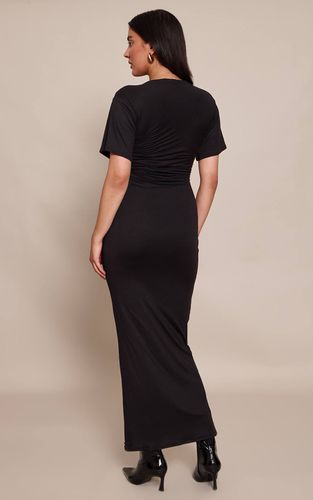 Black Robe Maxi En Jersey À Manches Courtes Et Col Bateau | Taille 32 - PrettyLittleThing - Modalova