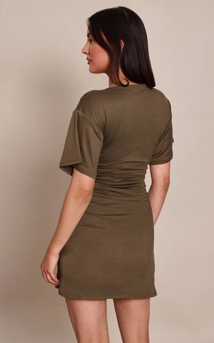 Khaki Robe Courte En Jersey À Taille Froncée | Taille 42 - PrettyLittleThing - Modalova