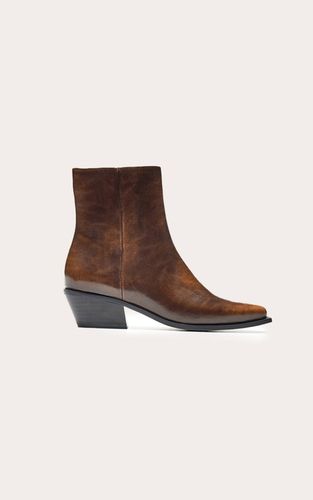 Brown Bottine À Talon Cubain En Synthétique Souple | Taille 38 - PrettyLittleThing - Modalova
