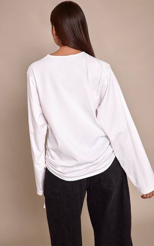 White Haut Ample En Coton Avec Détail Froncé Sur Les Côtés | Taille 32 - PrettyLittleThing - Modalova