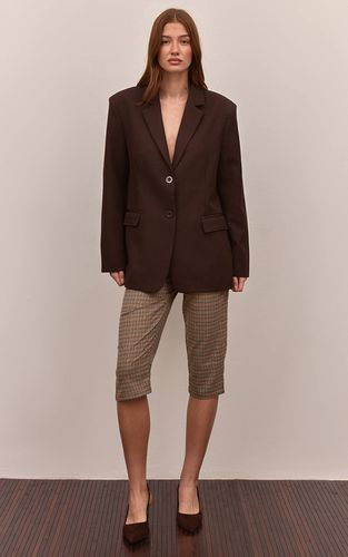 Brown Pantacourt Tailleur À Carreaux | Taille 42 - PrettyLittleThing - Modalova