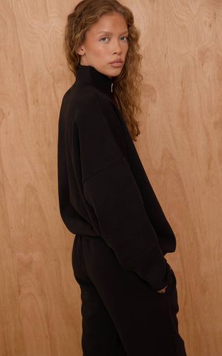 Black Sweat À Casynthétiqueche Zippé Avec Imprimé | Taille Small - PrettyLittleThing - Modalova