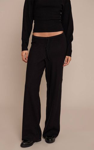 Black Pantalon Grande Taille En Maille Avec Cordon De Serrage | Taille Large - PrettyLittleThing - Modalova