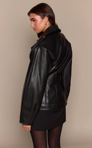 Black Veste De Motard En Synthétiquecuir À Taille Cintrée | Taille XS - PrettyLittleThing - Modalova
