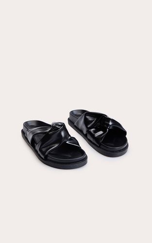 Black Sandale À Semelle Large Avec Nœud Froncé | Taille 38 - PrettyLittleThing - Modalova