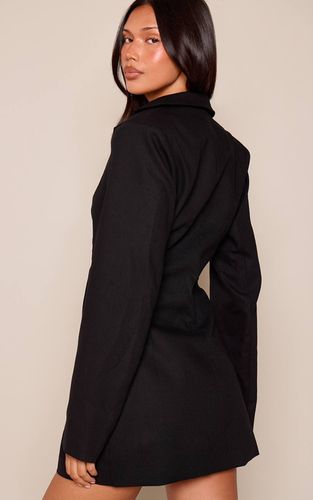 Black Robe Blazer Ajustée Tissée À Manches Longues | Taille 42 - PrettyLittleThing - Modalova