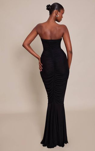 Black Robe Longue Bandeau En Mesh Avec Détails Froncés | Taille 42 - PrettyLittleThing - Modalova