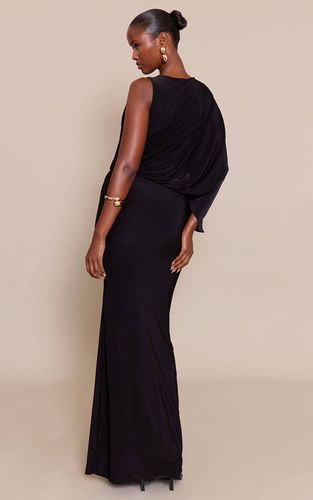 Black Robe Maxi Décontractée Asymétrique En Tissu Soyeux | Taille 32 - PrettyLittleThing - Modalova