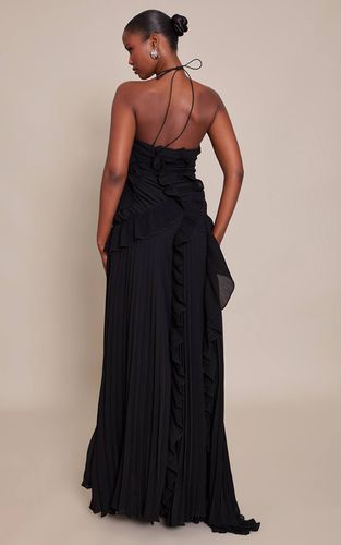 Black Robe Longue Dos Nu En Satin Avec Dentelle | Taille 42 - PrettyLittleThing - Modalova