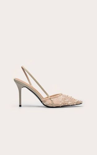 Ivory Sandale Escarpin À Talon Haut En Mesh Brodé | Taille 41 - PrettyLittleThing - Modalova