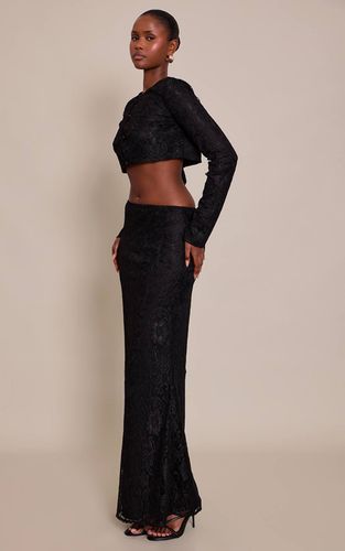 Black Jupe Longue En Dentelle Taille Mi-haute | Taille 32 - PrettyLittleThing - Modalova