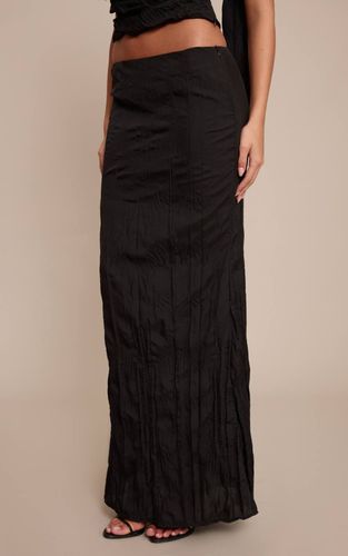 Black Jupe Longue Tissée Froissée | Taille 42 - PrettyLittleThing - Modalova