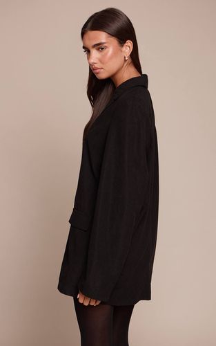 Black Robe Blazer Tissée À Manches Longues Boutonnée | Taille 42 - PrettyLittleThing - Modalova