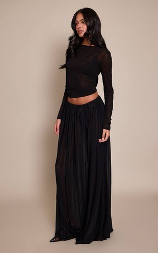 Black Jupe Longue En Mesh Drapé Tall | Taille 42 - PrettyLittleThing - Modalova