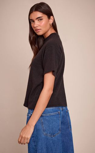 Black T-shirt Ample En Maille Côtelée De Laine | Taille 32 - PrettyLittleThing - Modalova