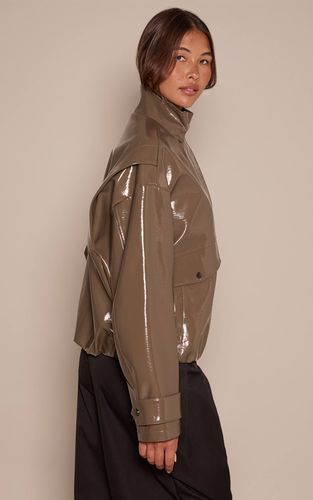 Veste Col Montant Chocolat Brillant | Taille XS - PrettyLittleThing - Modalova