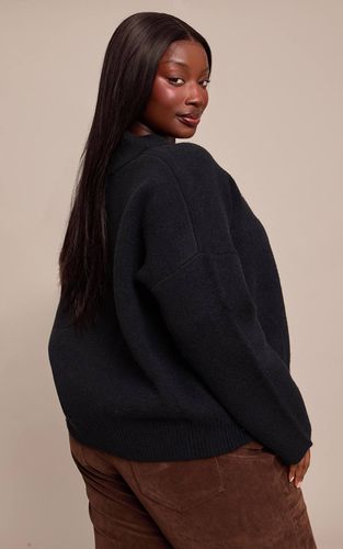 Black Synthétiquell Col Châle Encolure V Profonde Coupe Ample Grande Taille | Taille 2XL - PrettyLittleThing - Modalova