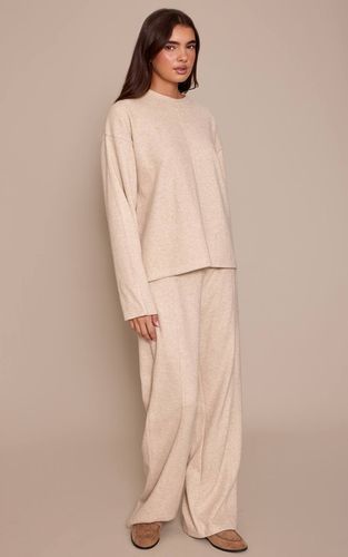 Mocha Pantalon De Jogging Droit En Maille Côtelée Douce | Taille XS - PrettyLittleThing - Modalova