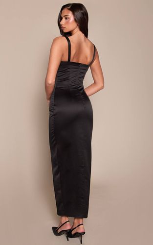 Black Robe Midaxi Corset En Satin | Taille 42 - PrettyLittleThing - Modalova
