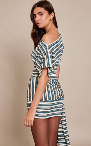 Khaki Robe Moulante À Rayures Contrastées Avec Taille Nouée | Taille 32 - PrettyLittleThing - Modalova