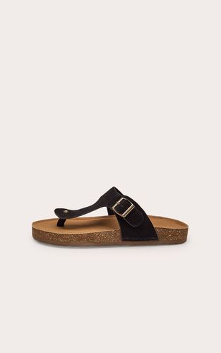 Black Sandale À Entredoigt En Cuir Véritable Avec Semelle Ergonomique | Taille 38 - PrettyLittleThing - Modalova