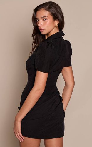 Black Robe Blazer À Manches Courtes Avec Détail Drapé | Taille 42 - PrettyLittleThing - Modalova