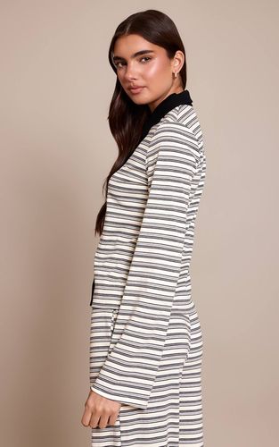 Black Haut Long À Manches Longues À Rayures Avec Col Contrasté | Taille 42 - PrettyLittleThing - Modalova