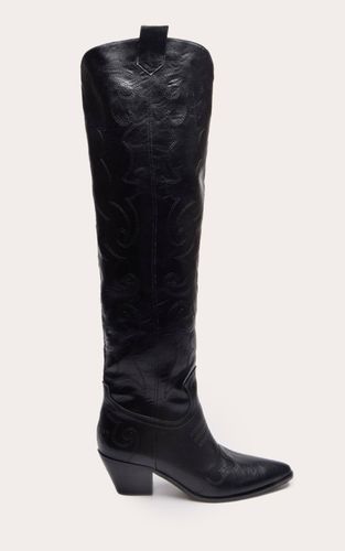 Black Botte Western Montante À Finition Patinée | Taille 38 - PrettyLittleThing - Modalova