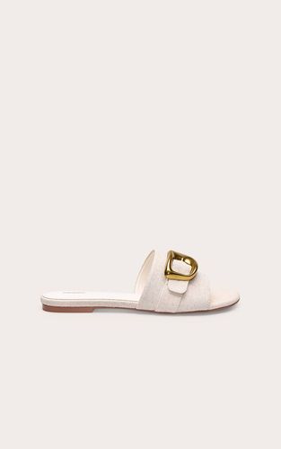 Cream Sandales Mules En Lin Avec Détail Boucle | Taille 38 - PrettyLittleThing - Modalova