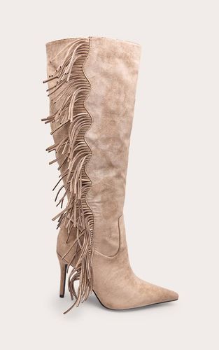 Bottes Hautes À Talons En Synthétique À Franges | Taille 38 - PrettyLittleThing - Modalova