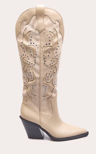 Cream Bottes Western Montantes À Talon Bloc | Taille 38 - PrettyLittleThing - Modalova