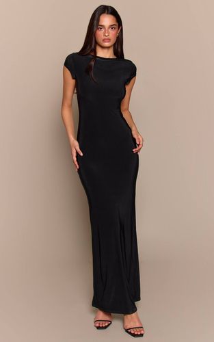 Black Robe Maxi Drapée Dos Nu En Jersey Double Épaisseur | Taille 42 - PrettyLittleThing - Modalova