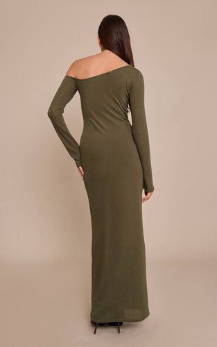 Khaki Robe Longue Asymétrique À Manches Longues En Jersey Texturé | Taille 32 - PrettyLittleThing - Modalova