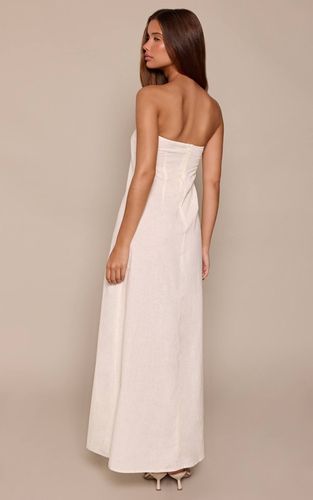 Cream Robe Fourreau Bustier Effet Lin | Taille 42 - PrettyLittleThing - Modalova