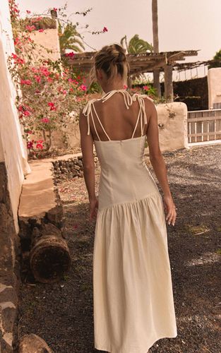 Lemon Robe Maxi À Taille Basse Effet Lin Avec Bretelles | Taille 42 - PrettyLittleThing - Modalova