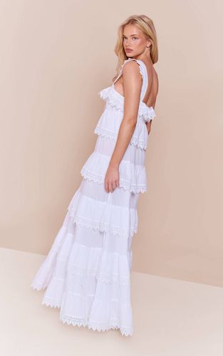 White Robe Maxi À Bretelles Et Volants Étagés | Taille 42 - PrettyLittleThing - Modalova