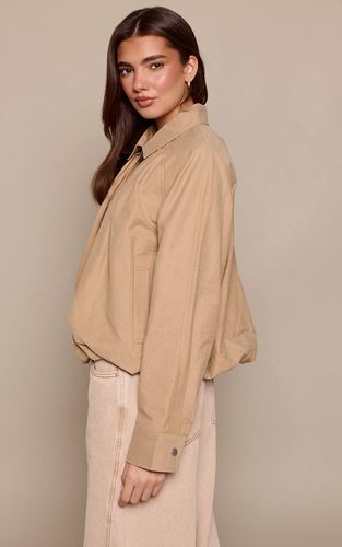 Veste Bomber Zippée À Ourlet Froncé | Taille 42 - PrettyLittleThing - Modalova