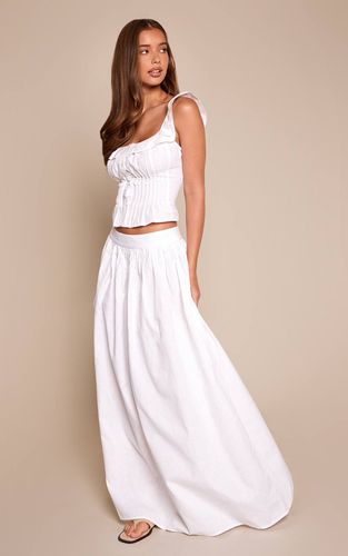 White Jupe Longue Plissée En Coton | Taille 32 - PrettyLittleThing - Modalova