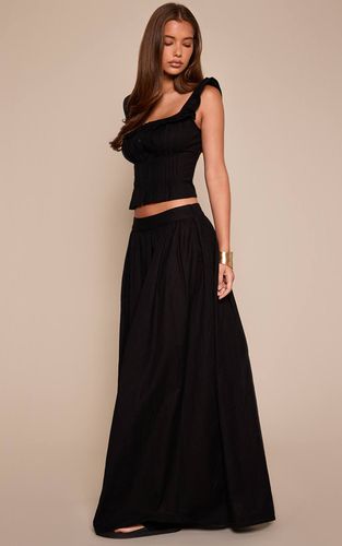 Black Jupe Longue Plissée En Coton Ensemble Coordonné | Taille 36 - PrettyLittleThing - Modalova