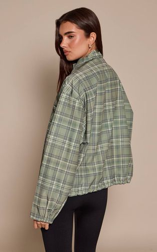 Khaki Coupe-vent À Carreaux Avec Boutonnage | Taille Medium - PrettyLittleThing - Modalova
